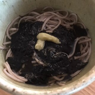 味付け海苔とわさびの温蕎麦